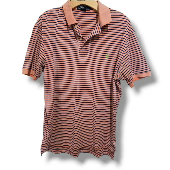 Polo by Ralph Lauren men's orange Striped short sleeves polo shirt - small​ - Picture 1 of 9